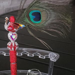 Ruby Red Feathered Peacock Pen