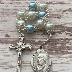 St. Mother Teresa of Calcutta Flying Novena -  White & Light Blue