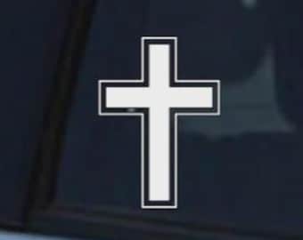 Adesivo per auto con croce cristiana / Adesivo per finestrino in vinile con fede / Contorno di croce minimale / Adesivo per auto con simbolo religioso cattolico cristiano