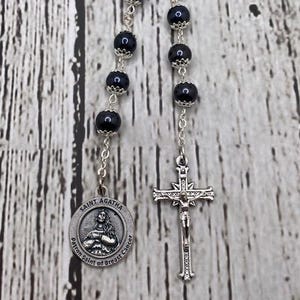 Zwart-zilveren St. Agatha-kransje - Breast Cancer Survivor Chaplet