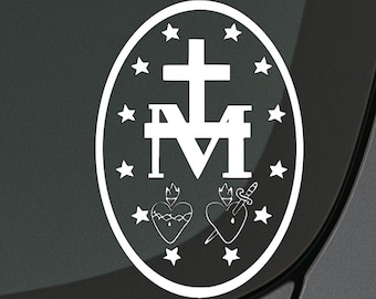 Médaille miraculeuse, décalcomanie médaille miraculeuse, décalcomanie voiture, décalcomanie catholique, autocollant médaille miraculeuse, autocollant pour pare-chocs médaille miraculeuse,