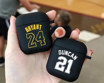 Custom Basketball AirPods Case with Name & Number | Soft Silicone Cover for AirPods 1 2 3 4 Pro 2 Personalized Gift