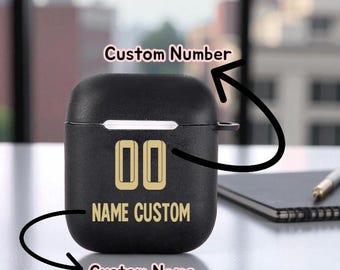 Custom Name & Number Football Cover for AirPods 1 2 3 Pro, Soft Silicone Gift