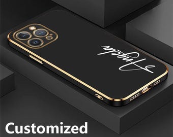 Custodia per telefono con nome personalizzato per iPhone 17 16 15 14 13 Pro Max Plus Mini SE 2020 / Cover per iPhone con lettera personalizzata / Regalo fai da te per lei o per lui