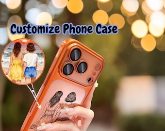 Custom Line Art Photo iPhone 12-17 Pro Max Case, Frosted Luxury Personalized Gift