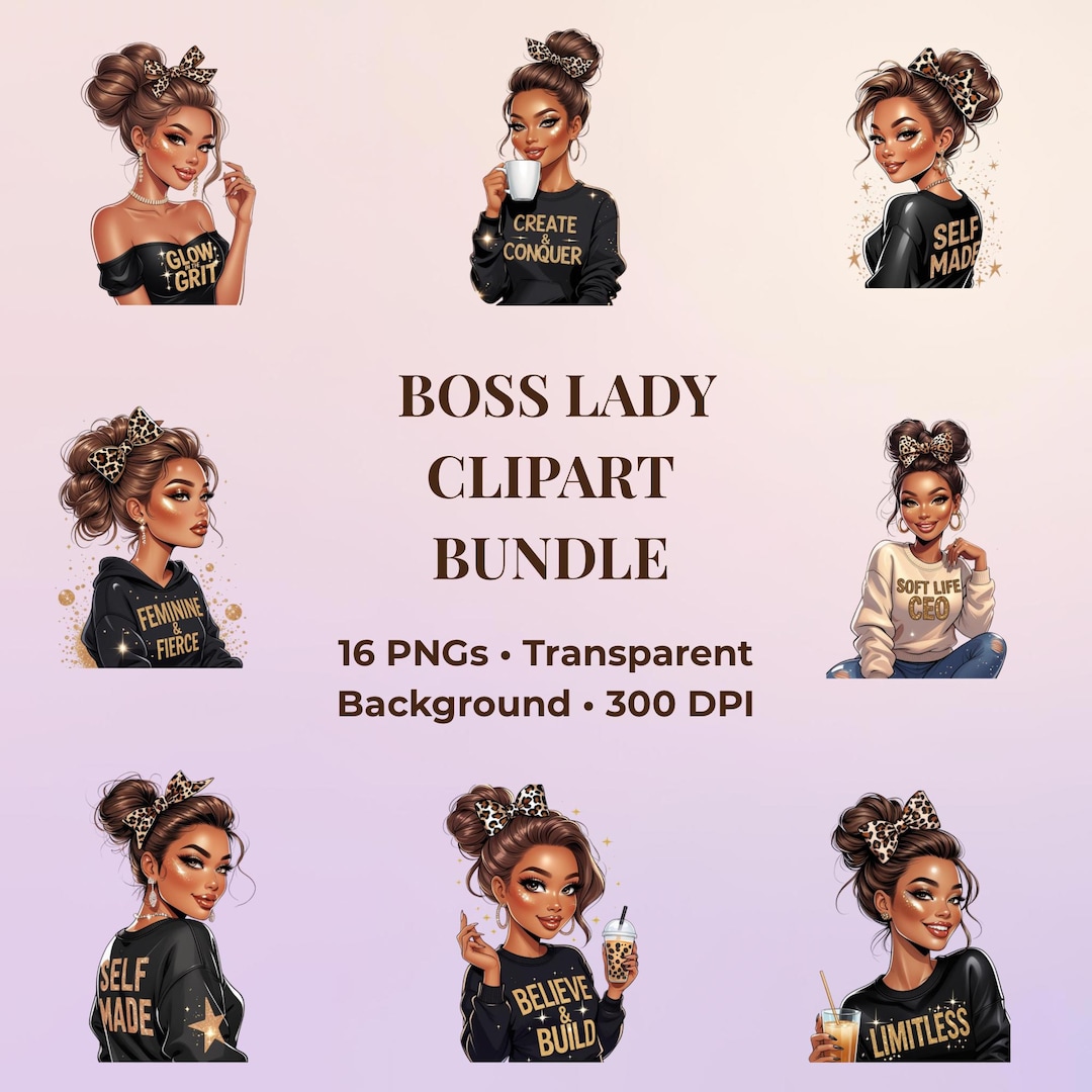 Boss Lady Clipart Bundle | Empowering PNG Illustrations (digital ...