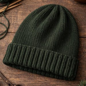 Frostline Beanie - Classic Worsted Hat knitting patter - PDF digital download