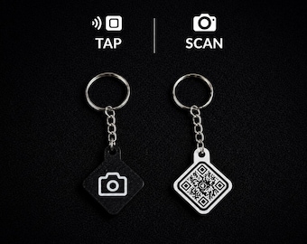 NFC and QR Code Keychain for Photographers - Share Contact, Portfolio, Reviews & Socials