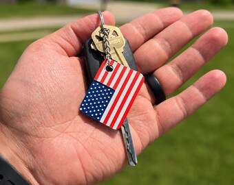 NFC QR American flag Keychain  - Tap or scan for facts about the US