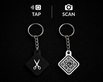 NFC and QR Code Keychain for Hair Stylists - Share Portfolio, Booking pages, Reviews & Socials