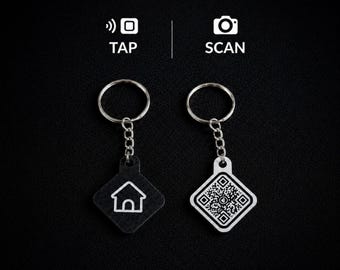 NFC QR Code Keychain for Realtors - Tap to Share Listings, Contacts & Reviews.