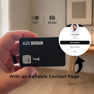 NFC QR Business Card With Two-Way Editable Contact Page. Tap, Scan & Share