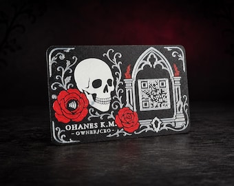 Custom Gothic NFC QR Business Card, Personalized QR Card with Matching Digital Contact Page