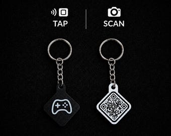 NFC QR Code Gaming Keychain — Tap to Share Your Gaming Profile, Stream, or Discord