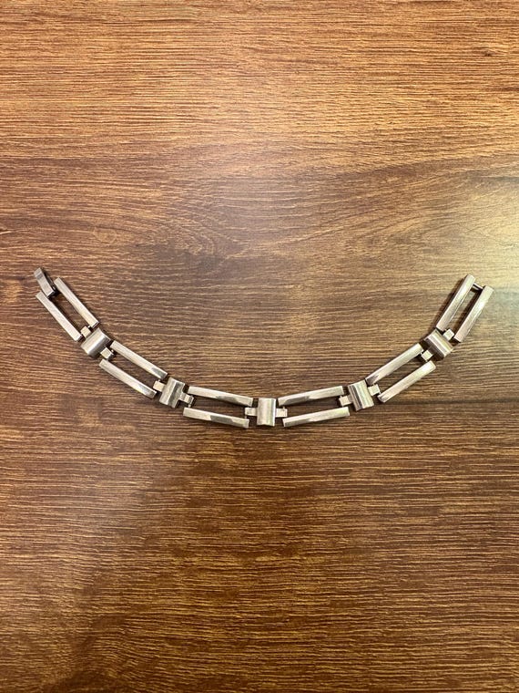Sterling Silver Rectangular Link Bracelet - image 1