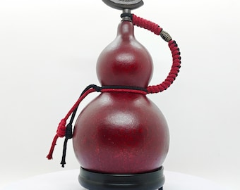 Frasco de calabaza lacada, botella de agua de calabaza natural de 500 ml para vino, té y licores, artesanía tradicional china, regalo de decoración bohemia para amantes del té.