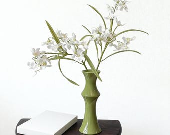 Jarrón de cerámica de bambú | Elegante decoración zen para el hogar | Jarrón minimalista moderno para sala de estar y oficina