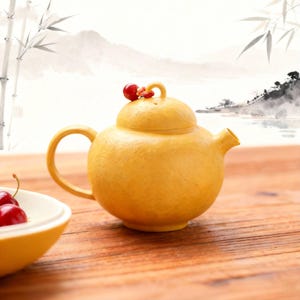 Golden Yellow Ceramic Teapot 150ml | Handmade Gongfu Teaware | Small Pottery Tea Pot | Gold Speckled Oriental Tea Gift