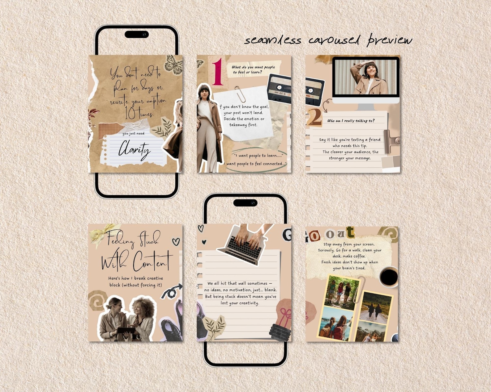 Instagram Seamless Carousel - Aesthetic Scrapbook Canva Template ...
