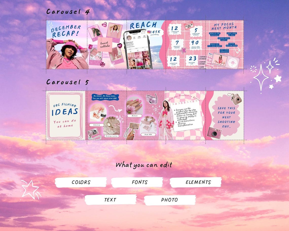 Trendy Pink Seamless Instagram Carousel – Canva Template for UGC ...