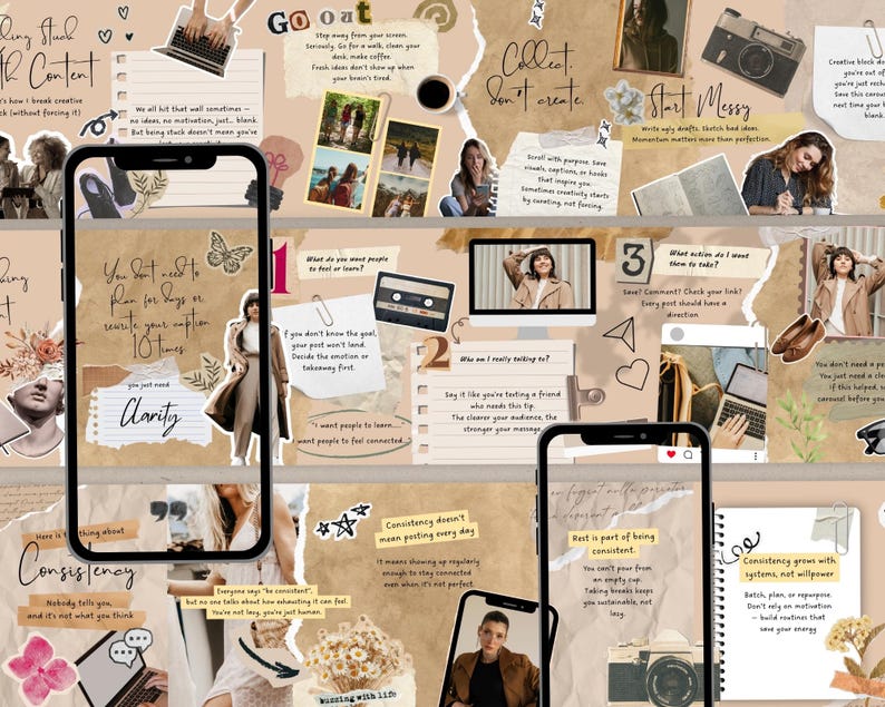 Instagram Seamless Carousel - Aesthetic Scrapbook Canva Template ...