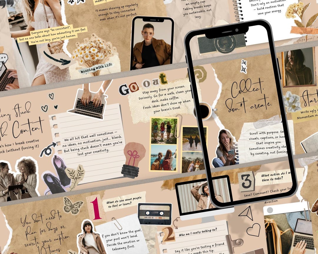 Instagram Seamless Carousel - Aesthetic Scrapbook Canva Template ...