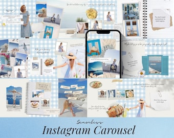 Holiday Vacation Travel Instagram Carousel – Seamless Carousel Canva Template (Digital Download)