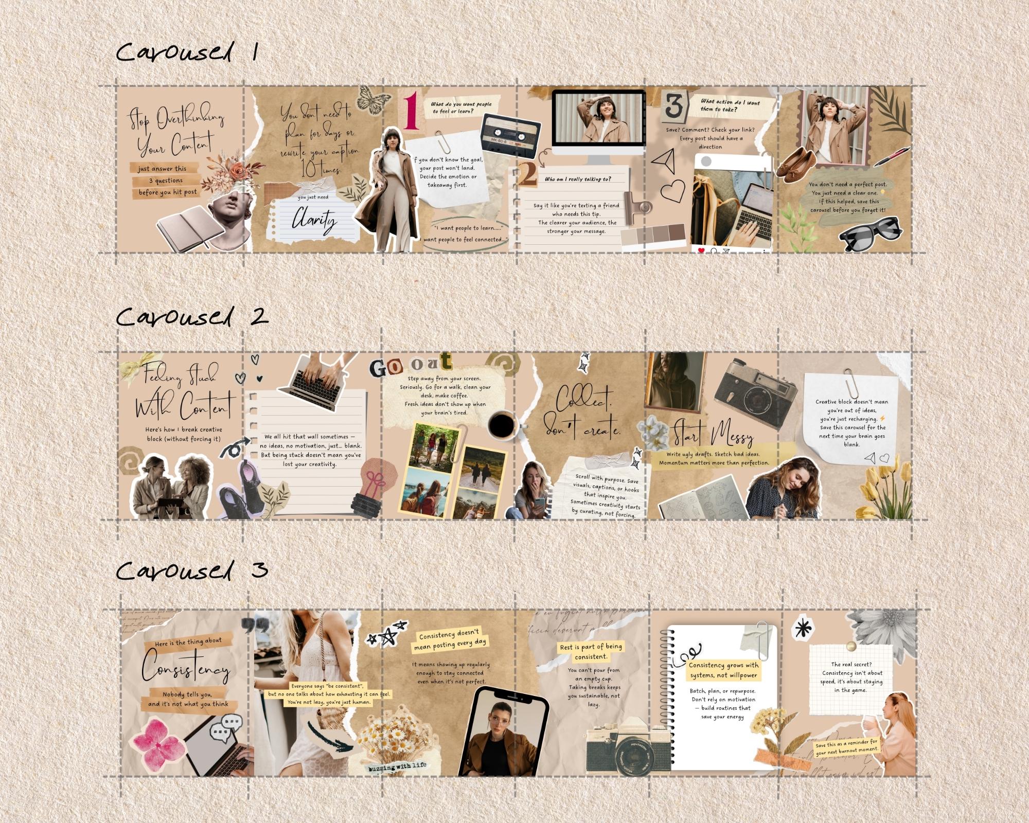 Instagram Seamless Carousel - Aesthetic Scrapbook Canva Template ...
