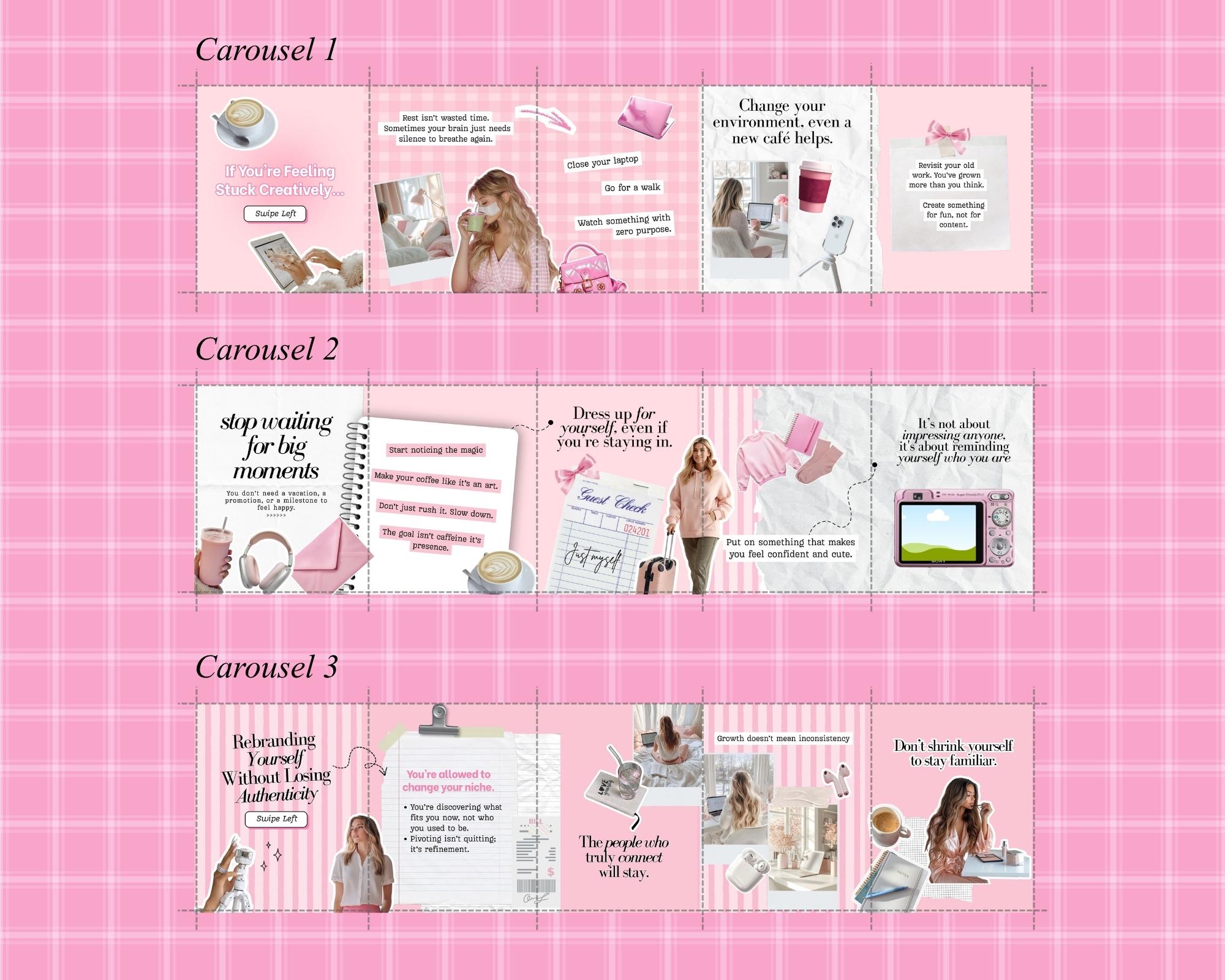 Feminine Pink Instagram Carousel – Seamless Canva Template for Coaches ...