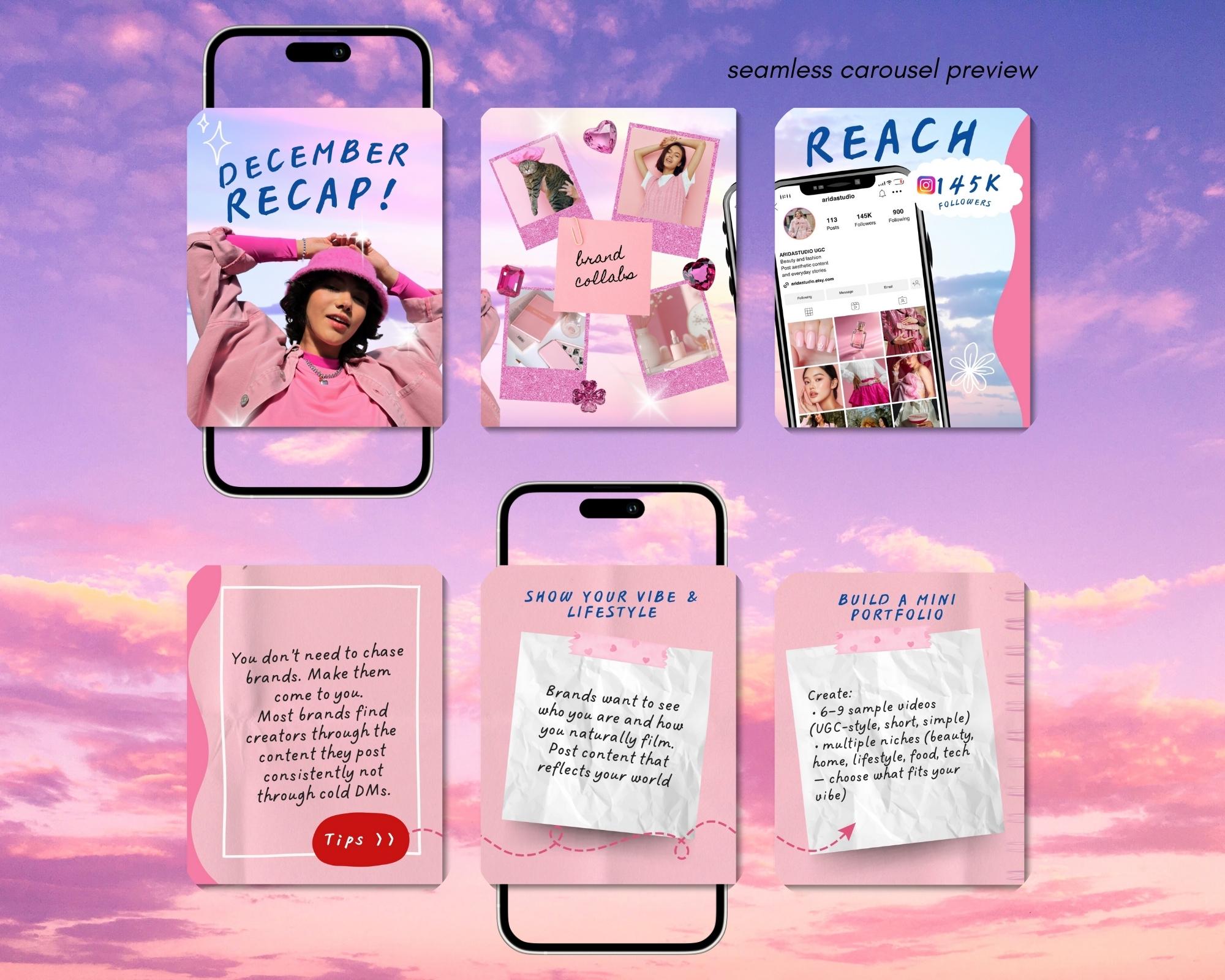Trendy Pink Seamless Instagram Carousel – Canva Template for UGC ...