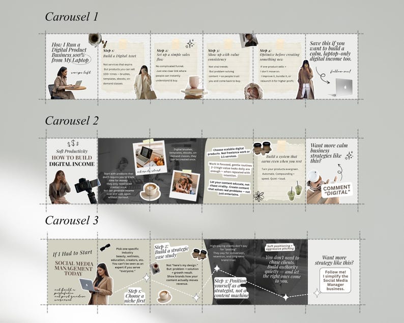 Managed Carousel Minimalist Trendy Neutral Beige Carousel –seamless Canva Template for ...