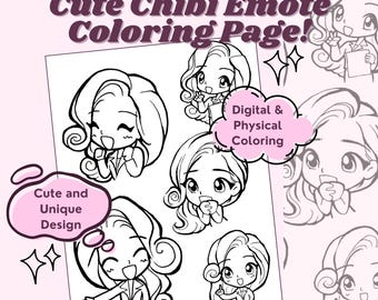 Página para colorear de una linda chica chibi para aliviar el estrés (PDF y PNG)