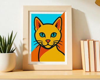 Pop Art Cat Print – Bold Modern Wall Art (Digital Download)