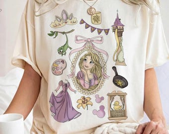 Retro Disney Tangled Rapunzel Floral PNG, Disney Princess Rapunzel PNG,Lost Princess, Magic Kingdom Shirt, Disney Trip