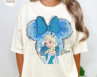 Disney elsa frozen PNG, disney matching minnie ears elsa trip design, disney trip castle watercolor princess castle PNG