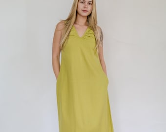 Lässiges Leinenkleid - Leichtes, ärmelloses Design, Leinenkleid für den Alltag