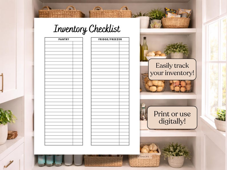 Weekly Paper Inventory Editable Weekly Reset Planner Bundle, Minimalist Meal Grocery Inventory ...