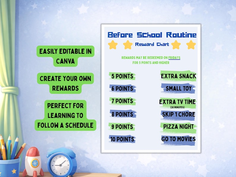 Before School Routine Chart Items Kids Before School Routine Chart, Visual Schedule, ADHD Support ...