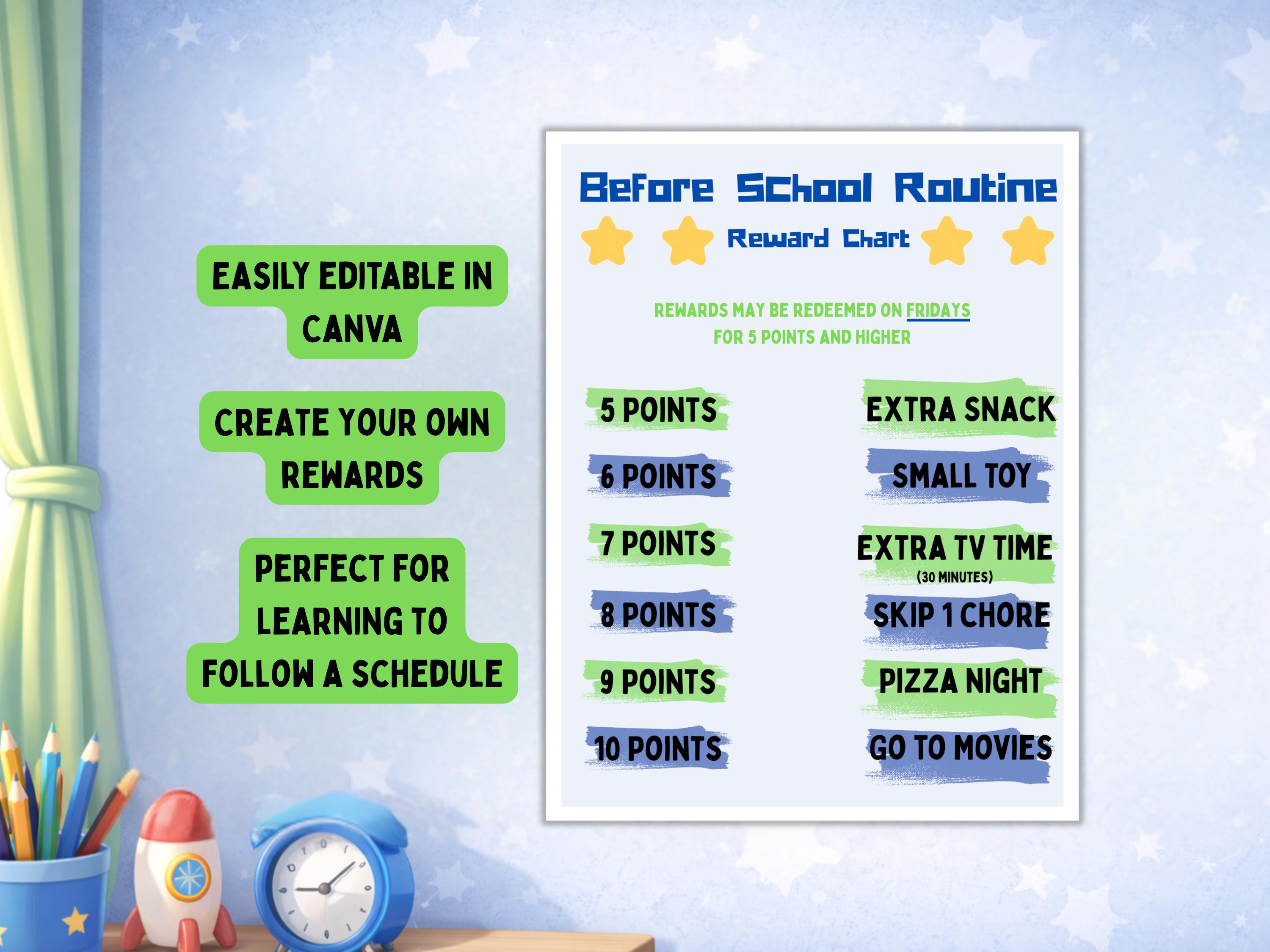 Kids Before School Routine Chart, Visual Schedule, ADHD Support ...