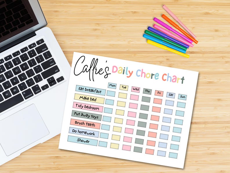 Editable Kids Daily and Weekly Chores, Routine Chart, Printable ...