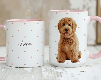 Taza personalizada con retrato de mascota (foto de perro o gato), acuarela, nombre personalizado, regalo para mamá perruna, taza para amantes de las mascotas