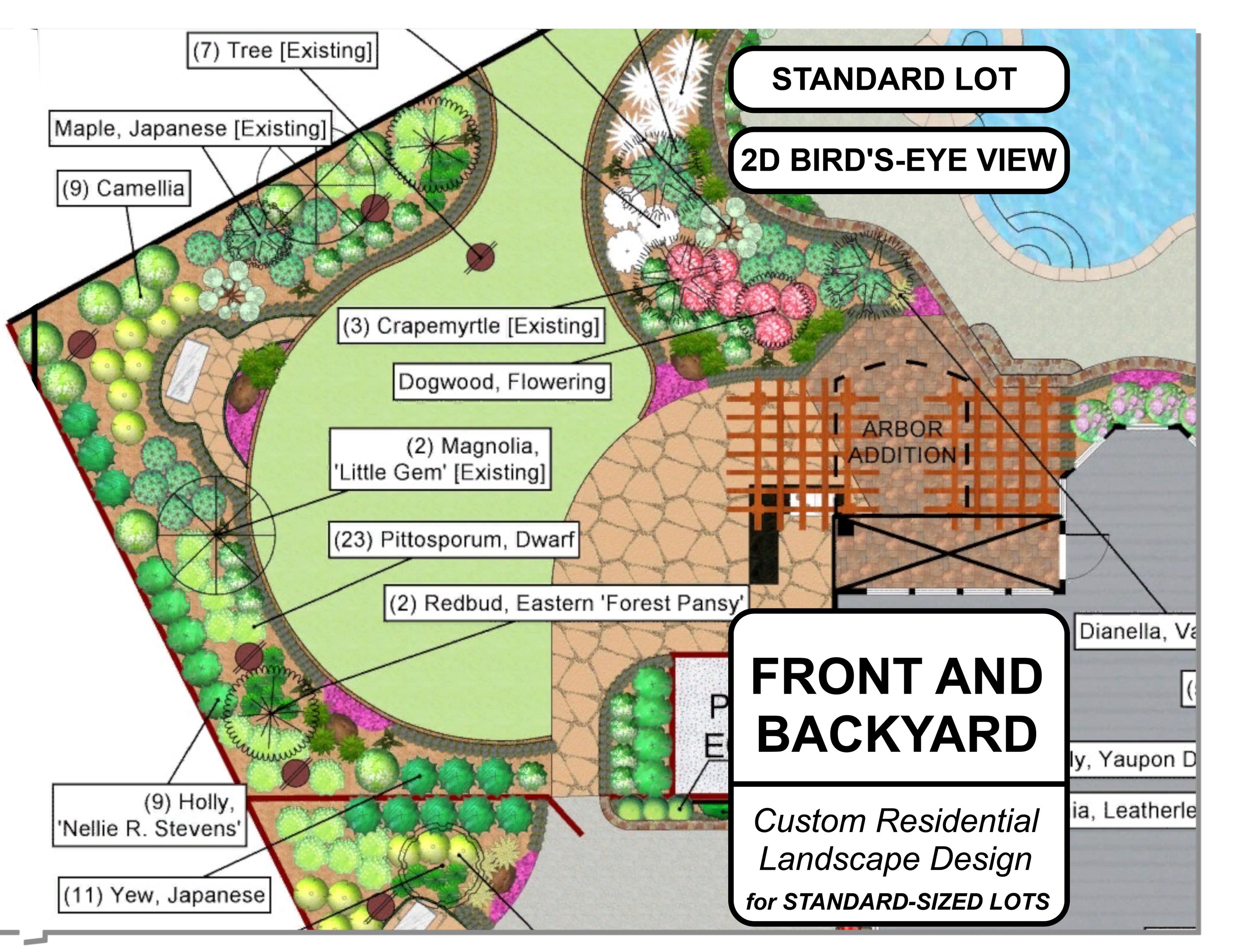 Front and Back Yard Custom 2D Landscape Design Plan | Personalized ...