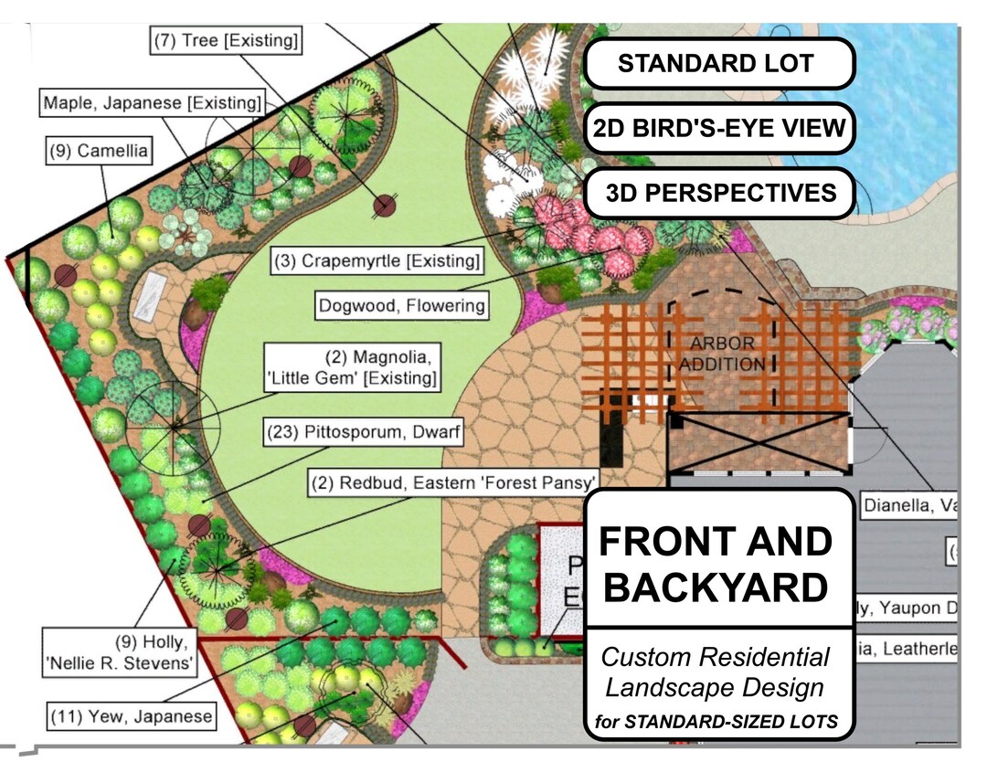 Front and Back Yard Custom 3D Landscape Design Plan | Personalized ...