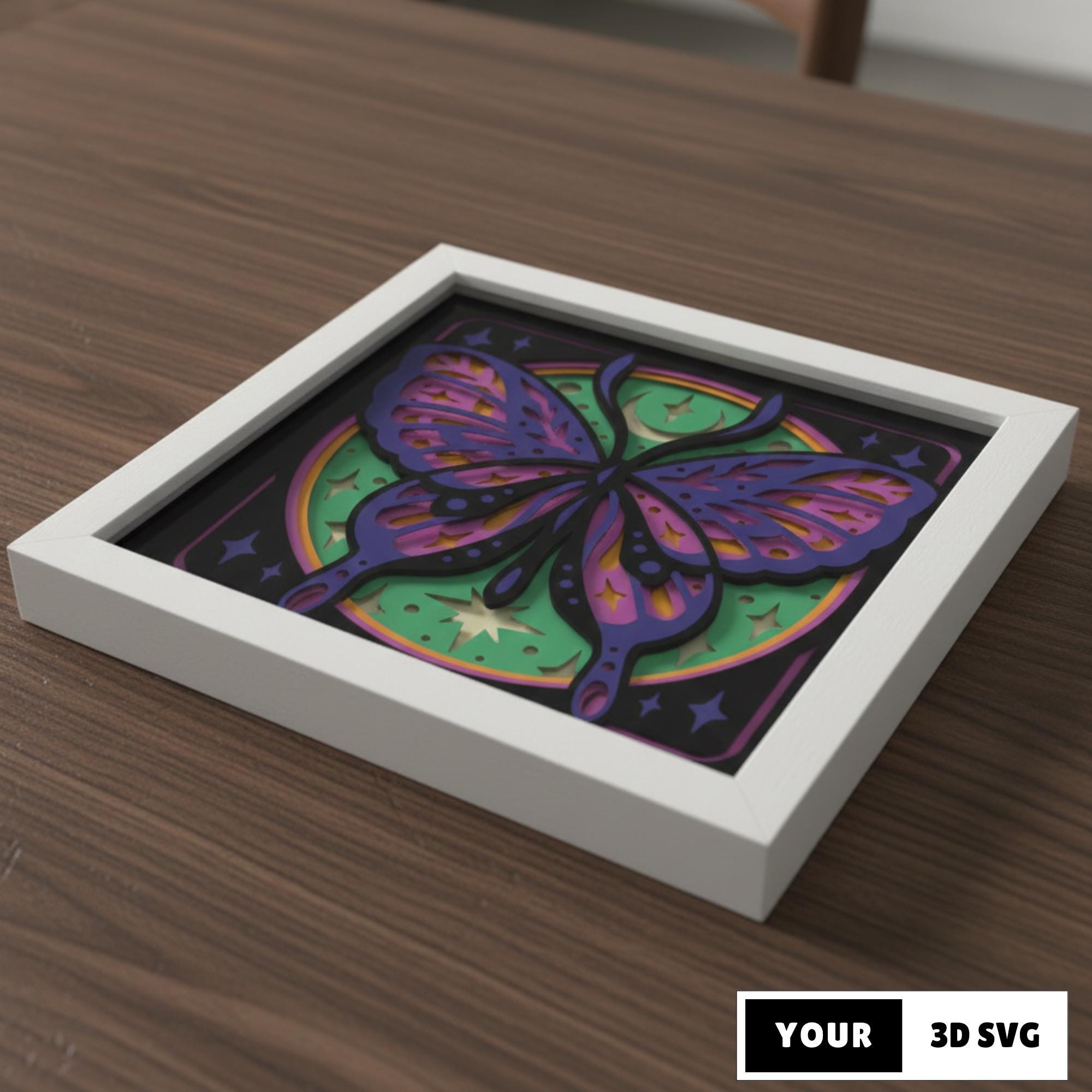 Celestial Butterfly Shadow Box 3D SVG, Layered Papercraft Template ...