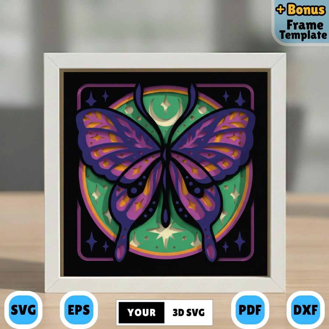 Celestial Butterfly Shadow Box 3D SVG, Layered Papercraft Template ...