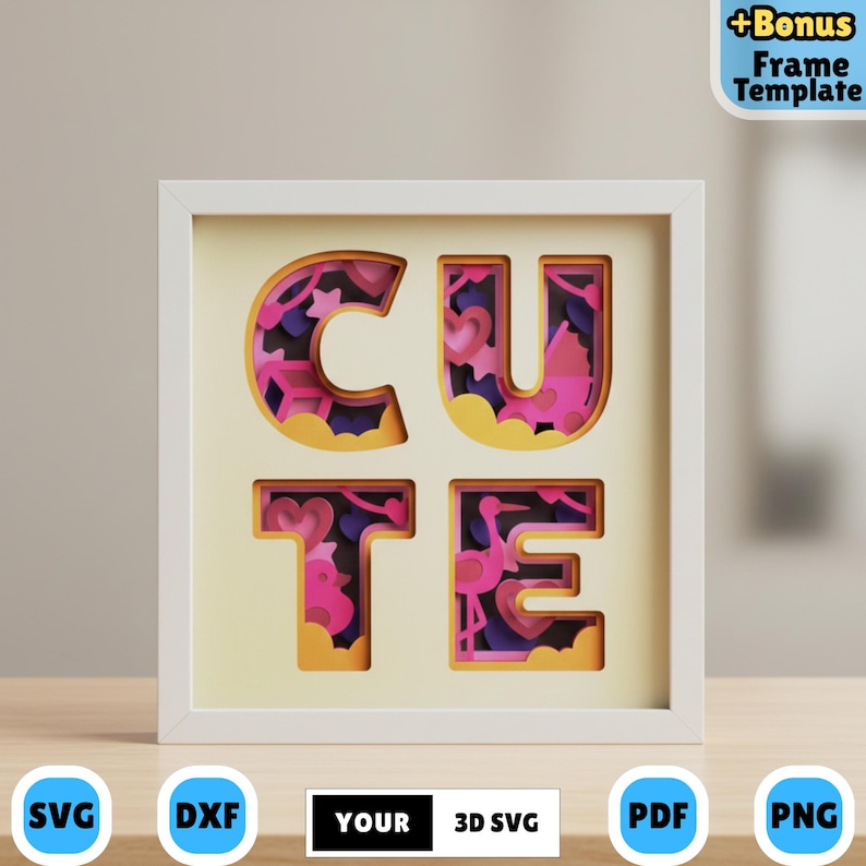 CUTE Word Baby Shower Shadow Box SVG, Layered Animal Letter Papercut ...