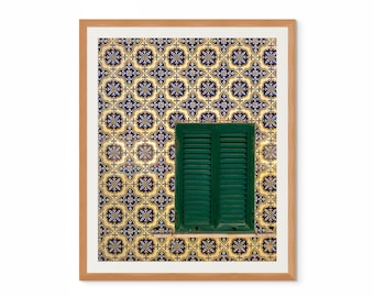 Portuguese Tile Art Print: Lisbon Blue Yellow Green Home Decor