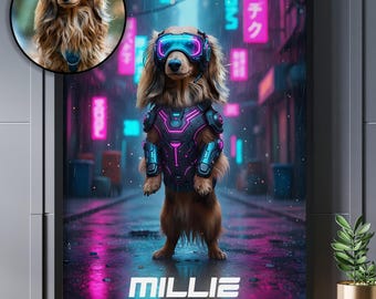 Custom Pet Poster Gift For Video Game Lover, Personalized Gamer Pet Art, Dog Portrait, Cat Wall Art, Pet Owner Gift, Dog Lover Gaming Gift