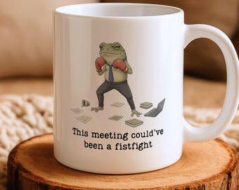 Unhinged Humor Frog Coffee Mug, This Meeting Could've Been, Sarcastic Gift, Weirdcore Drinkware Quirky Frog Cup, Funny Office Gift For Him