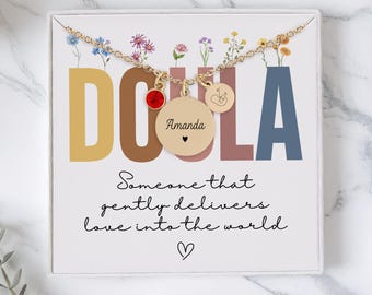 Personalized Doula Necklace, Home Birth Worker Gift, Doula Jewelry, Doula Grad Gift, Doula Week Gift, Doula Package Thank You Gift